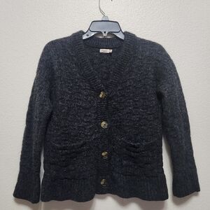 Faherty Cardigan Knit Sweater Women Medium Baby Alpaca Wool Blend Cabincore